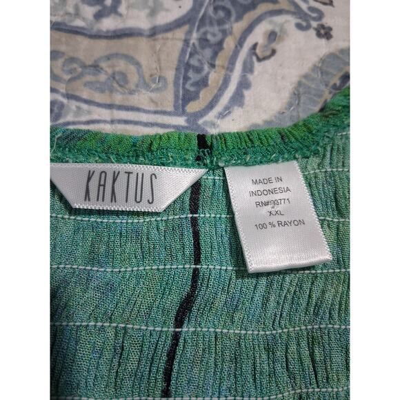 Kaktu Super Stretch Smocked Women's XXL Fish Print Boho Beachy Crinkle Dress - Picture 8 of 11